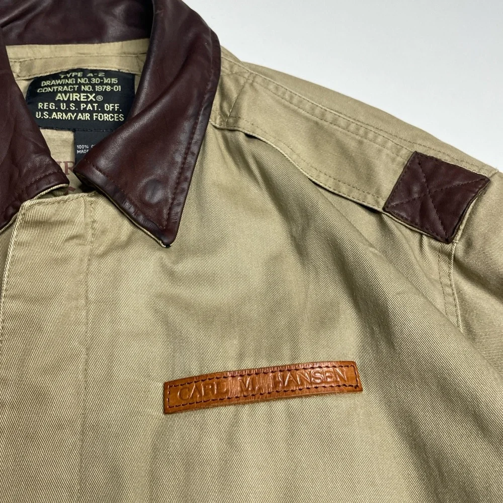 Vintage Avirex A-2 Bomber Flight Jacket USAF Certified USA Beige Cotton Canvas M - Picture 7 of 9